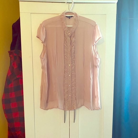 20 Encore Chiffon & Lace  Cap-Sleeve Blouse - Picture 1 of 4